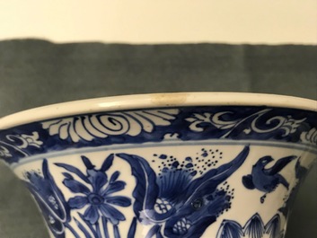 A Chinese blue and white vase with floral design, Kangxi
