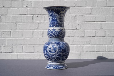 A Chinese blue and white vase with floral design, Kangxi