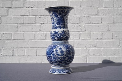 A Chinese blue and white vase with floral design, Kangxi