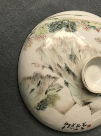 A Chinese qianjiang cai spice box and a warming bowl on foot, 19/20th C.