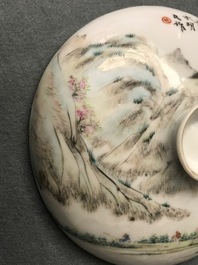 A Chinese qianjiang cai spice box and a warming bowl on foot, 19/20th C.
