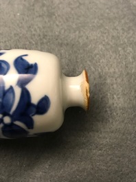 Six small Chinese blue and white vases, Kangxi
