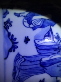 A large Chinese blue and white '8 immortals' censer, Wanli