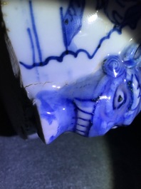 A large Chinese blue and white '8 immortals' censer, Wanli