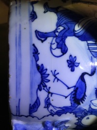 A large Chinese blue and white '8 immortals' censer, Wanli