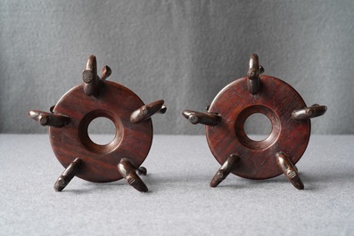 A pair of Chinese famille rose 'millefleurs' eggshell vases, Qianlong mark, Republic, 20th C.