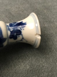 Six small Chinese blue and white vases, Kangxi