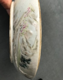 A Chinese qianjiang cai spice box and a warming bowl on foot, 19/20th C.