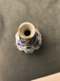 Six small Chinese blue and white vases, Kangxi