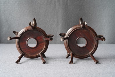 A pair of Chinese famille rose 'millefleurs' eggshell vases, Qianlong mark, Republic, 20th C.