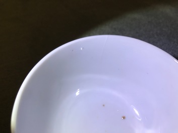 Four Chinese blue and white bowls, Chenghua and Xuande marks, Kangxi