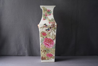 A square Chinese qianjiang cai vase, signed Ma Qing Yun, dated 1907
