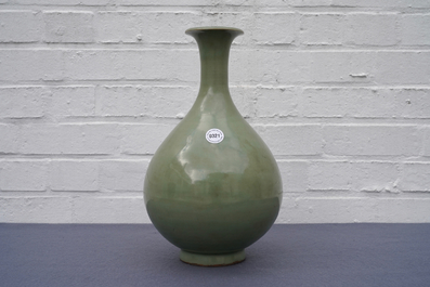 A Chinese Longquan celadon yuhuchunping vase, Yuan