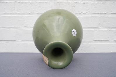 A Chinese Longquan celadon yuhuchunping vase, Yuan