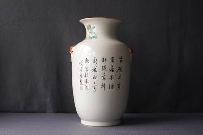 A Chinese qianjiang cai 'mandarin ducks' vase, 19/20th C.