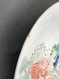 A Chinese famille verte 'carps' charger, Kangxi