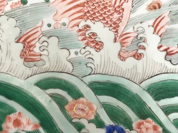 A Chinese famille verte 'carps' charger, Kangxi