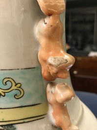 A large Chinese qianjiang cai vase with two ladies, 19/20th C.