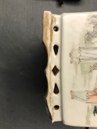 A pair of square Chinese qianjiang cai jardini&egrave;res on stands, 19/20th C.