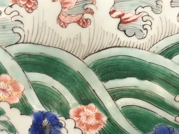A Chinese famille verte 'carps' charger, Kangxi