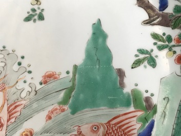 A Chinese famille verte 'carps' charger, Kangxi
