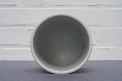 A Chinese blue and white 'carp' brush pot, bitong, Kangxi