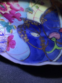 Neuf pi&egrave;ces en porcelaine de Chine famille rose &agrave; d&eacute;cor 'Feuille de tabac', Qianlong