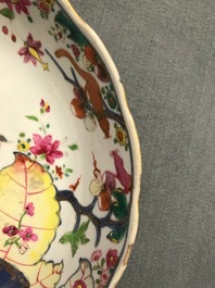 Neuf pi&egrave;ces en porcelaine de Chine famille rose &agrave; d&eacute;cor 'Feuille de tabac', Qianlong