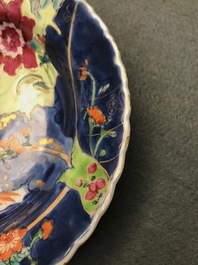 Neuf pi&egrave;ces en porcelaine de Chine famille rose &agrave; d&eacute;cor 'Feuille de tabac', Qianlong