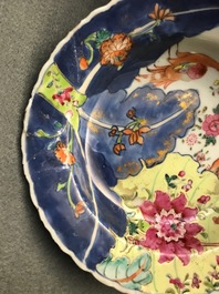 Neuf pi&egrave;ces en porcelaine de Chine famille rose &agrave; d&eacute;cor 'Feuille de tabac', Qianlong
