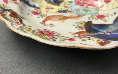 Neuf pi&egrave;ces en porcelaine de Chine famille rose &agrave; d&eacute;cor 'Feuille de tabac', Qianlong