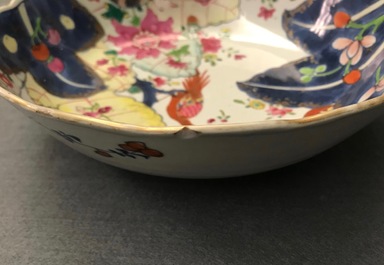 Neuf pi&egrave;ces en porcelaine de Chine famille rose &agrave; d&eacute;cor 'Feuille de tabac', Qianlong