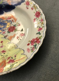 Neuf pi&egrave;ces en porcelaine de Chine famille rose &agrave; d&eacute;cor 'Feuille de tabac', Qianlong