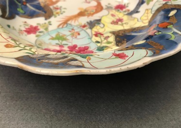 Neuf pi&egrave;ces en porcelaine de Chine famille rose &agrave; d&eacute;cor 'Feuille de tabac', Qianlong