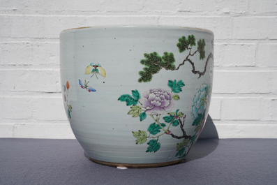 A Chinese famille rose jardini&egrave;re with birds among flowers, 19th C.