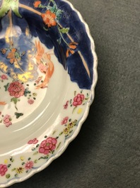 Neuf pi&egrave;ces en porcelaine de Chine famille rose &agrave; d&eacute;cor 'Feuille de tabac', Qianlong