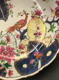 Neuf pi&egrave;ces en porcelaine de Chine famille rose &agrave; d&eacute;cor 'Feuille de tabac', Qianlong