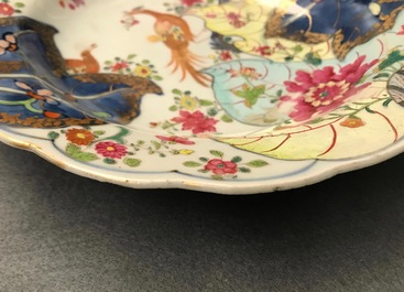 Neuf pi&egrave;ces en porcelaine de Chine famille rose &agrave; d&eacute;cor 'Feuille de tabac', Qianlong