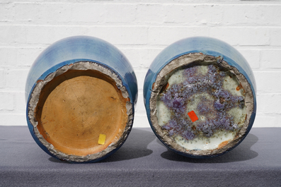 A pair of Chinese flamb&eacute;-glazed vases, 19th C.