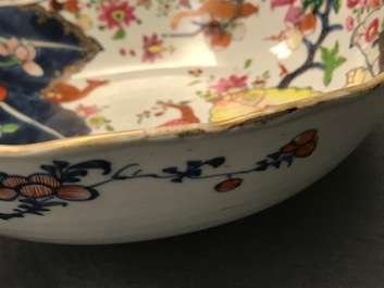 Neuf pi&egrave;ces en porcelaine de Chine famille rose &agrave; d&eacute;cor 'Feuille de tabac', Qianlong
