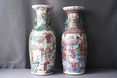 Une paire de vases en porcelaine de Chine famille rose, 19&egrave;me