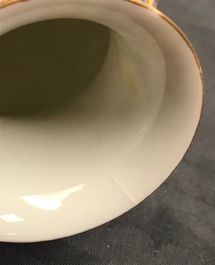A pair of Chinese famille rose 'millefleurs' eggshell vases, Qianlong mark, Republic, 20th C.