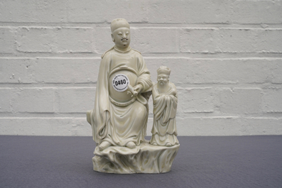 Een Chinese Dehua blanc de Chine groep met Wenchang Wang en Guixing, Kangxi