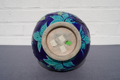 A Chinese fahua relief-decorated vase, 19th C.