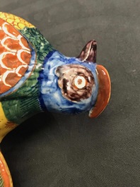 A polychrome Dutch Delft group of a hen with chickens, 18th C.