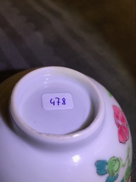 A fine Chinese famille rose cup and saucer with floral design, Yongzheng