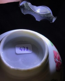 A fine Chinese famille rose cup and saucer with floral design, Yongzheng