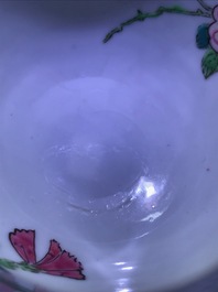 A fine Chinese famille rose cup and saucer with floral design, Yongzheng