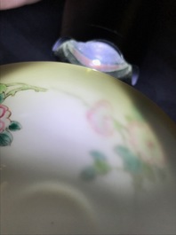 A fine Chinese famille rose cup and saucer with floral design, Yongzheng