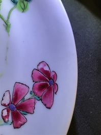 A fine Chinese famille rose cup and saucer with floral design, Yongzheng